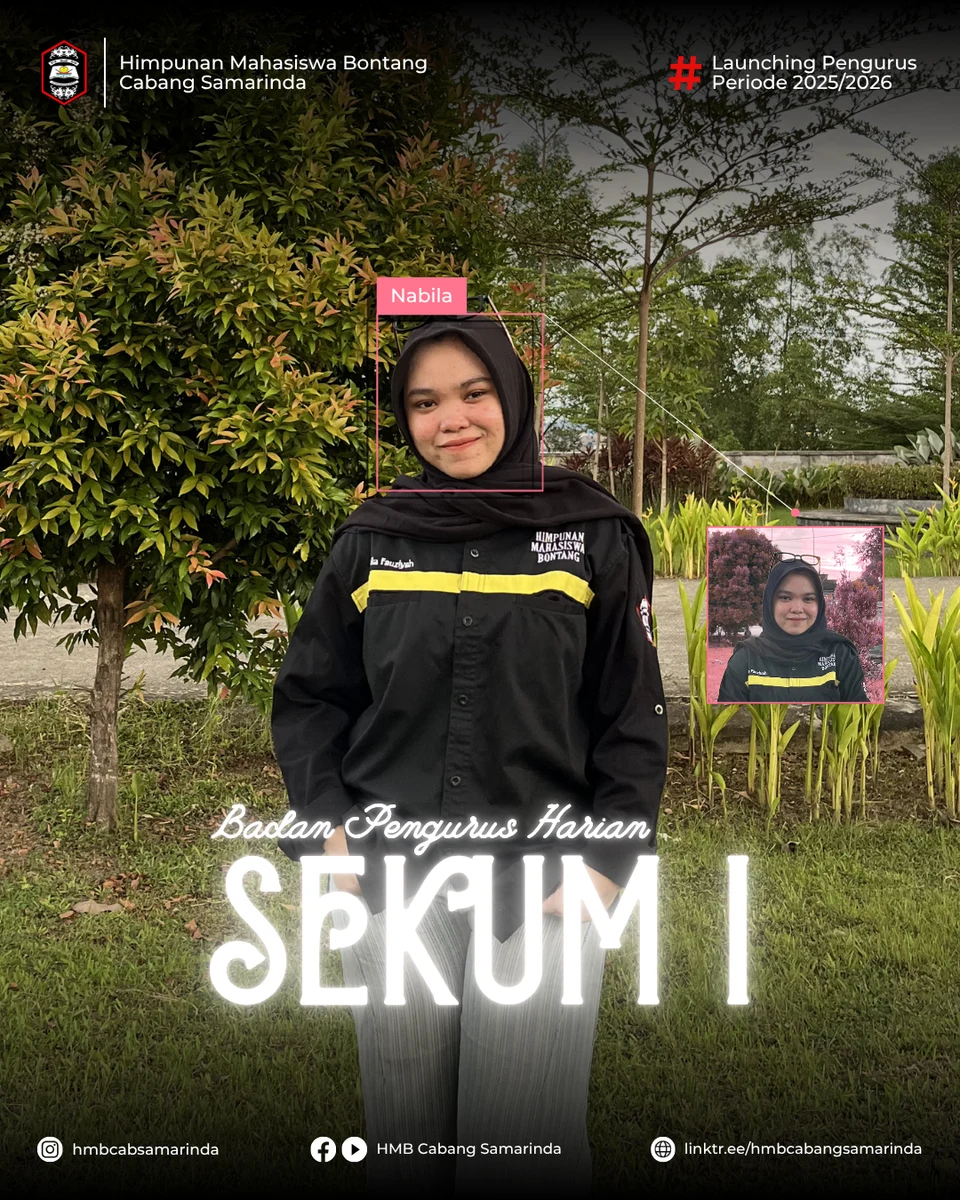 Poster Launching Pengurus HMB Cabang Samarinda periode 2025/2026: Sekretaris Umum I
