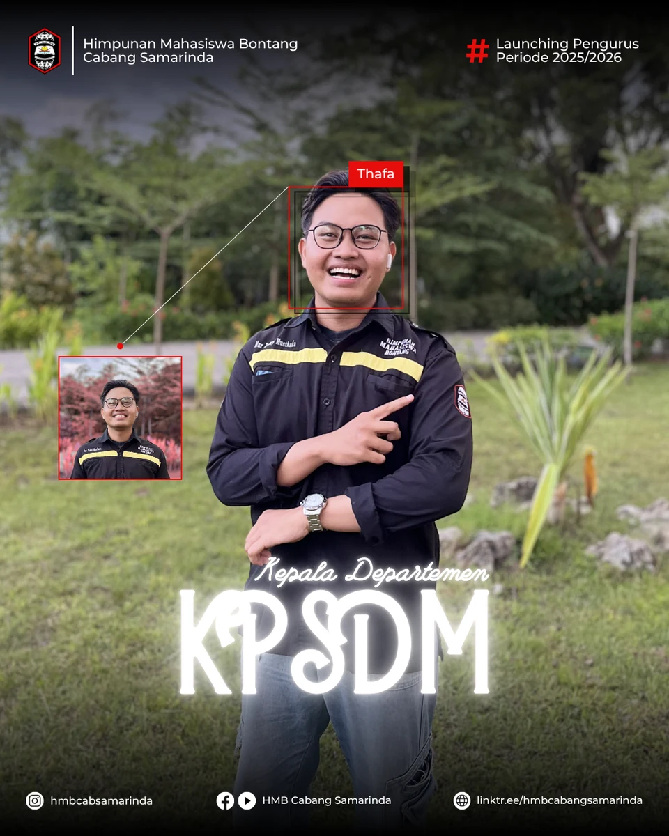 Poster Launching Pengurus HMB Cabang Samarinda periode 2025/2026: Kepala Departemen KPSDM