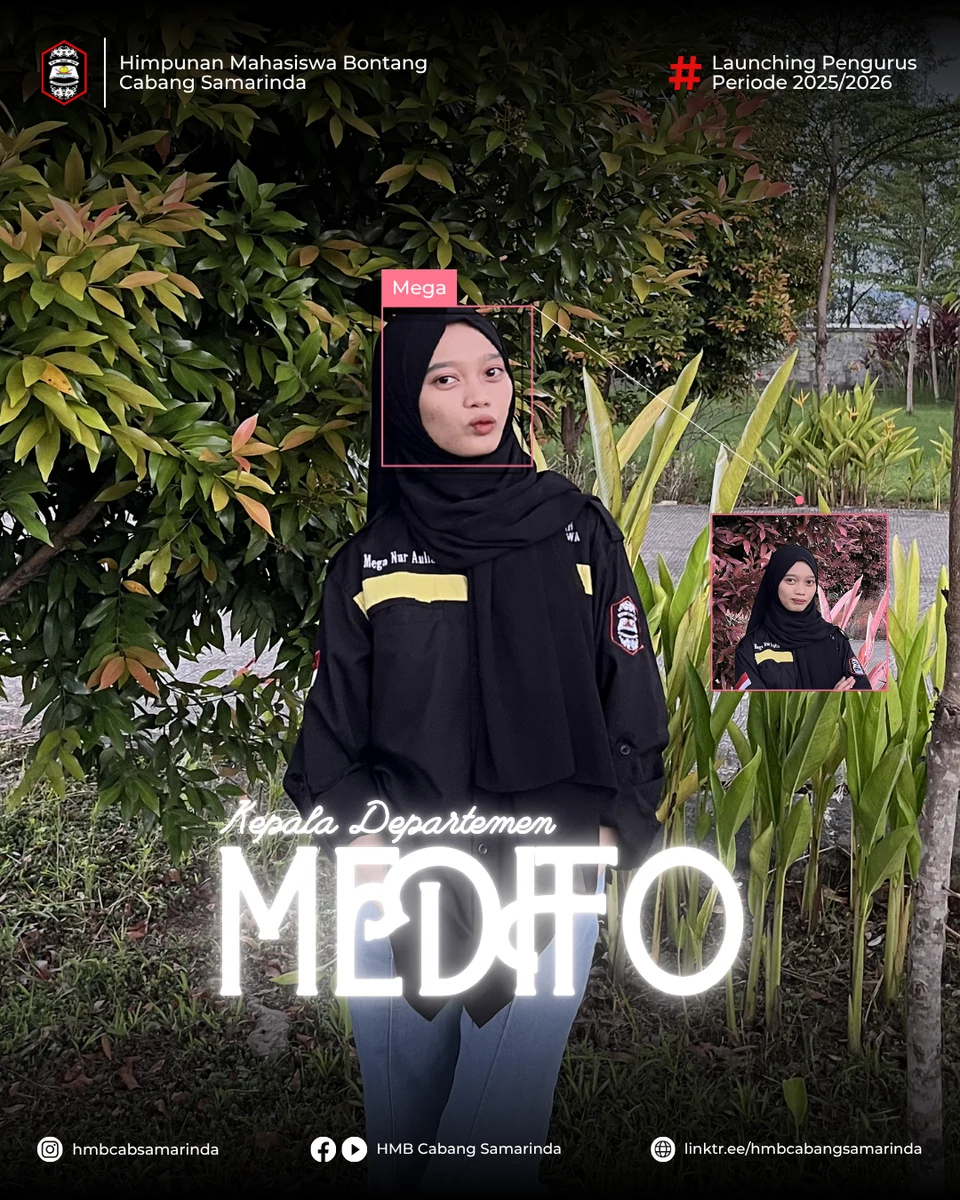 Poster Launching Pengurus HMB Cabang Samarinda periode 2025/2026: Kepala Departemen MEDIFO