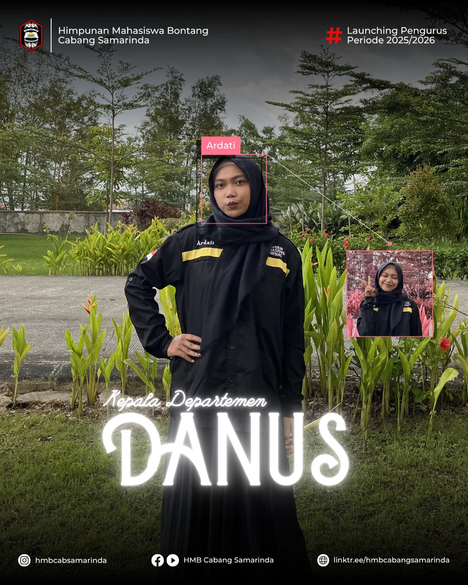 Poster Launching Pengurus HMB Cabang Samarinda periode 2025/2026: Kepala Departemen DANUS